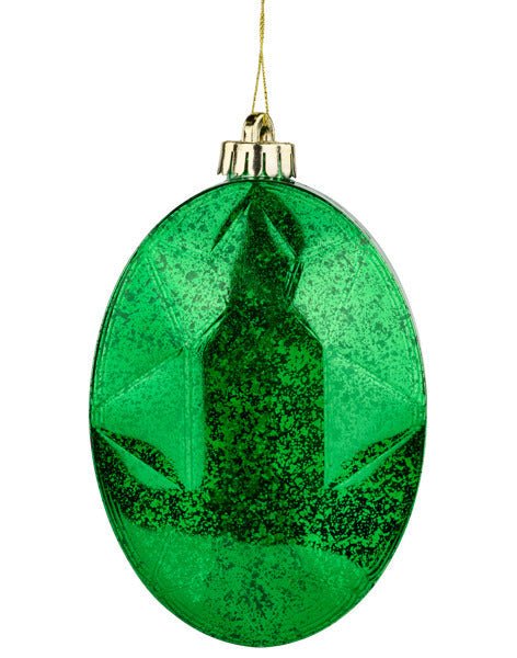 6.5"L x 4.25"W Antique Look Oval Gem Ornament: Mercury Emerald Green - XJ551706 - White Bayou Wreaths & Supply