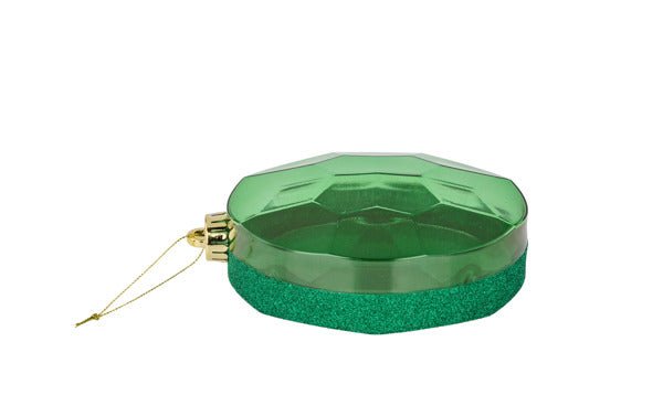 6.5"L x 4.25"W Glitter Oval Gem Ornament: Emerald Green - XJ563606 - White Bayou Wreaths & Supply