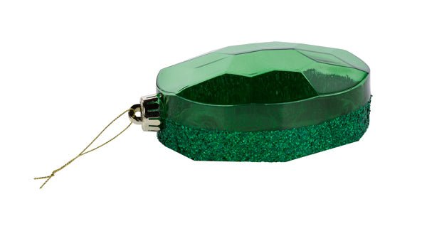 6.5"L x 4.25"W Laser Glitter Oval Gem Ornament: Emerald Green - XJ553506 - White Bayou Wreaths & Supply