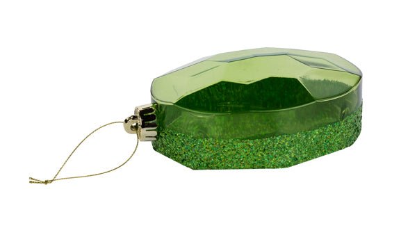 6.5"L x 4.25"W Laser Glitter Oval Gem Ornament: Lime Green - XJ553569 - White Bayou Wreaths & Supply