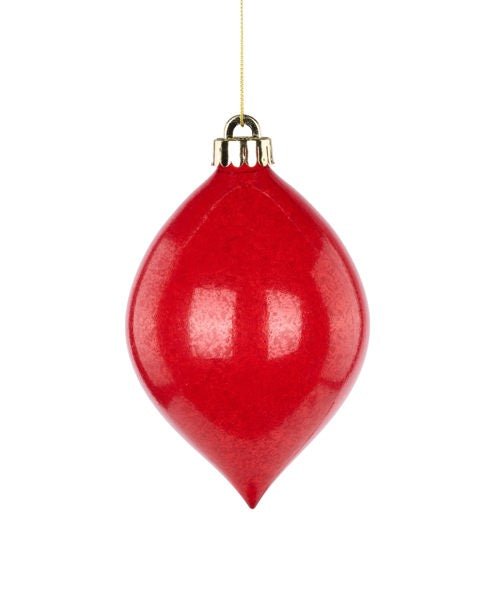 6"H x 4"Dia Teardrop Ornament: Speckled Red - XH963724 - White Bayou Wreaths & Supply