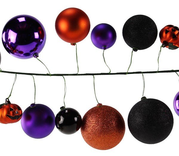 6'L Effortless Halloween Ornament Garland: Purple, Orange, Black - HH7429TN - White Bayou Wreaths & Supply