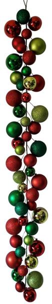 6'L Effortless Ornament Garland: Red, Lime Green, Emerald Green - XG9111TR - White Bayou Wreaths & Supply