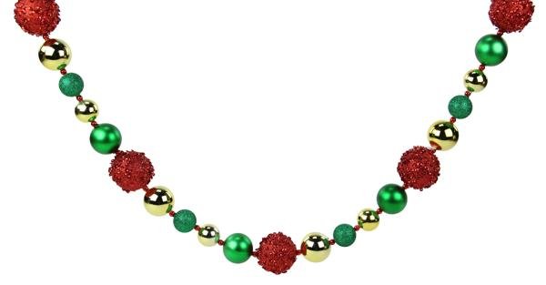 72"L Sequin/Glitter Ball Garland: Red, Gold, Emerald Green - XG9127J8 - White Bayou Wreaths & Supply