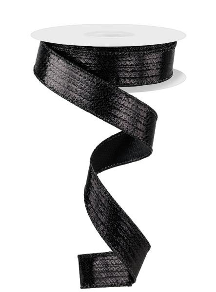 7/8" Metallic Ribbon: Black (10 Yards) RG0753302 - White Bayou Wreaths & Supply