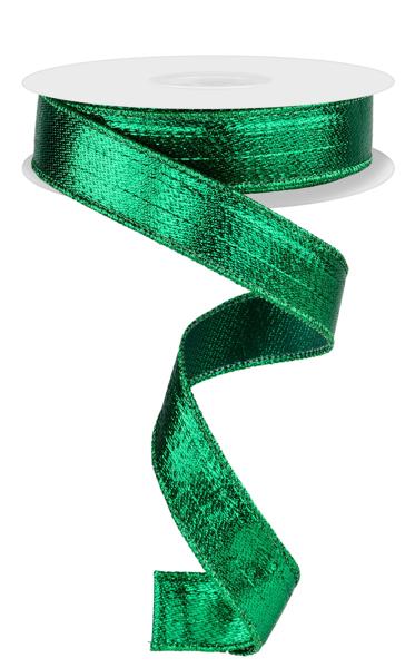 7/8" Metallic Ribbon: Emerald Green (10 Yards) RG0739906 - White Bayou Wreaths & Supply