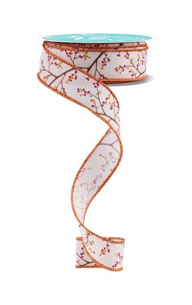 7/8" Mini Berry Branch: Cream, Burgundy, Orange (10 Yards) RGF7472C2 - White Bayou Wreaths & Supply