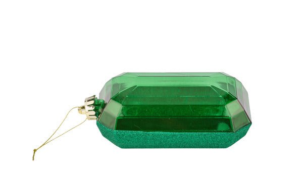 7"L x 4"W Glitter Rectangle Gem Ornament: Emerald Green - XJ563406 - White Bayou Wreaths & Supply