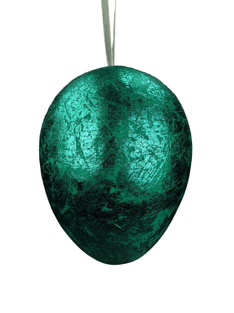 8"H x 5" Dia Metallic Egg Ornament: Turquoise - 63677BL - White Bayou Wreaths & Supply