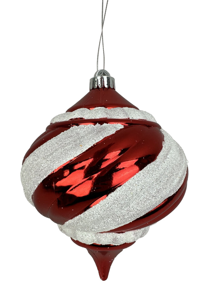 8"H x 6" Dia Striped Onion Ornament: Red, White - 85950RDWT - White Bayou Wreaths & Supply