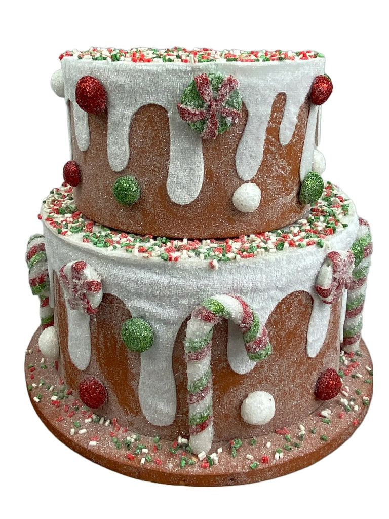 8"H x 9" Dia Fake Bake Two Tier Cake: White, Brown, Sprinkles - 85786BN - White Bayou Wreaths & Supply