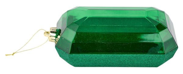 8"L x 5"W Glitter Rectangle Gem Ornament: Emerald Green - XJ563506 - White Bayou Wreaths & Supply