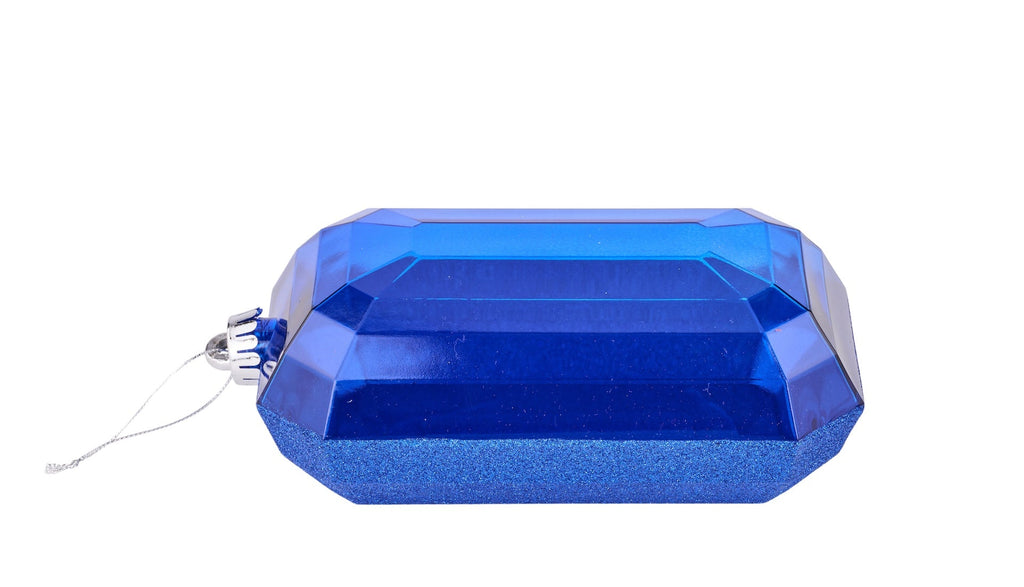 8"L x 5"W Glitter Rectangle Gem Ornament: Royal Blue - XJ563525 - White Bayou Wreaths & Supply