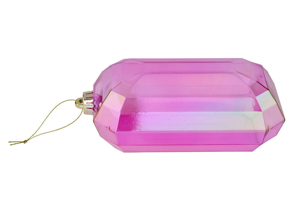 8"L x 5"W Iridescent Rectangle Gem Ornament: Iridescent Fuchsia - XJ5529HF - White Bayou Wreaths & Supply