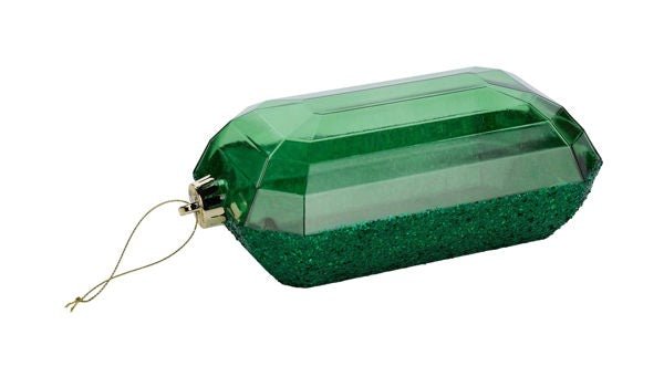 8"L x 5"W Laser Glitter Rectangle Gem Ornament: Emerald Green - XJ553106 - White Bayou Wreaths & Supply