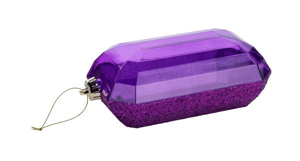 8"L x 5"W Laser Glitter Rectangle Gem Ornament: Purple - XJ553184 - White Bayou Wreaths & Supply