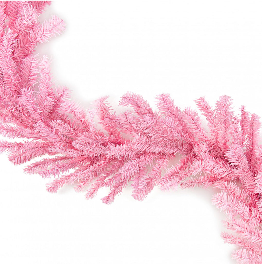 9' King's Pine Garland: Pink - 84904GA9 - White Bayou Wreaths & Supply