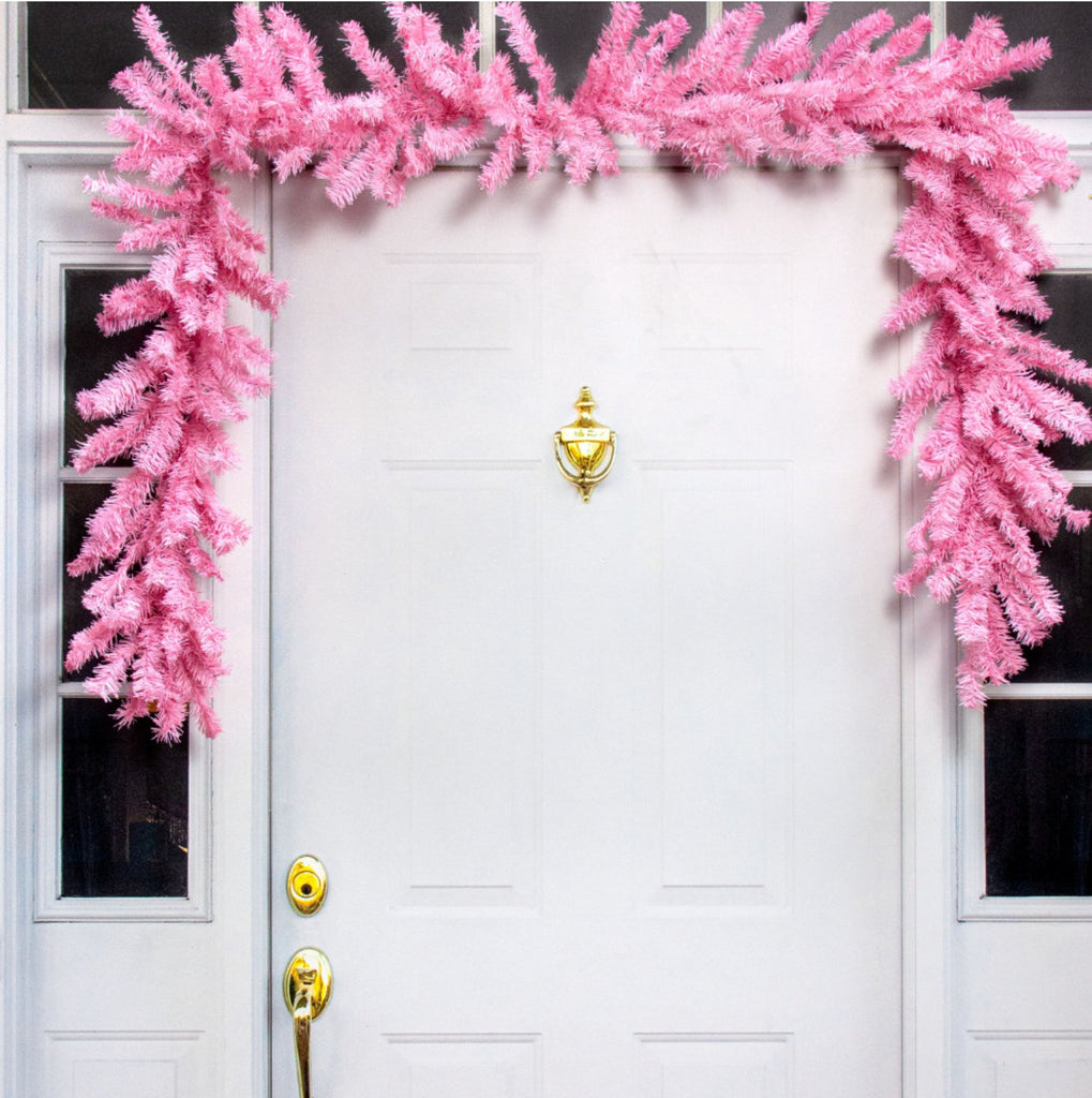 9' King's Pine Garland: Pink - 84904GA9 - White Bayou Wreaths & Supply