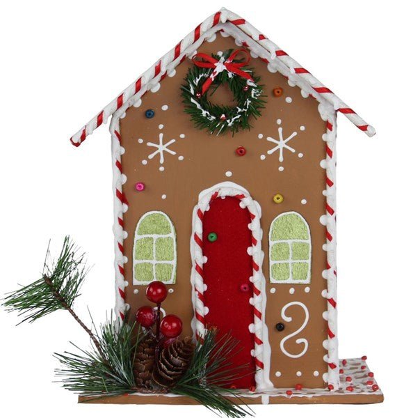 9.5"H Gingerbread House Table Top - XC1114 - White Bayou Wreaths & Supply