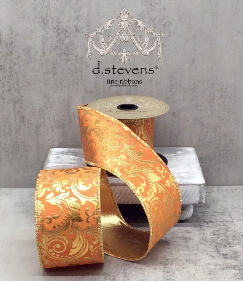 D. Stevens 2.5" Taffeta Gold Foil Acanthus Leaves, Gold Back (10 Yards) 09 - 4883 - White Bayou Wreaths & Supply