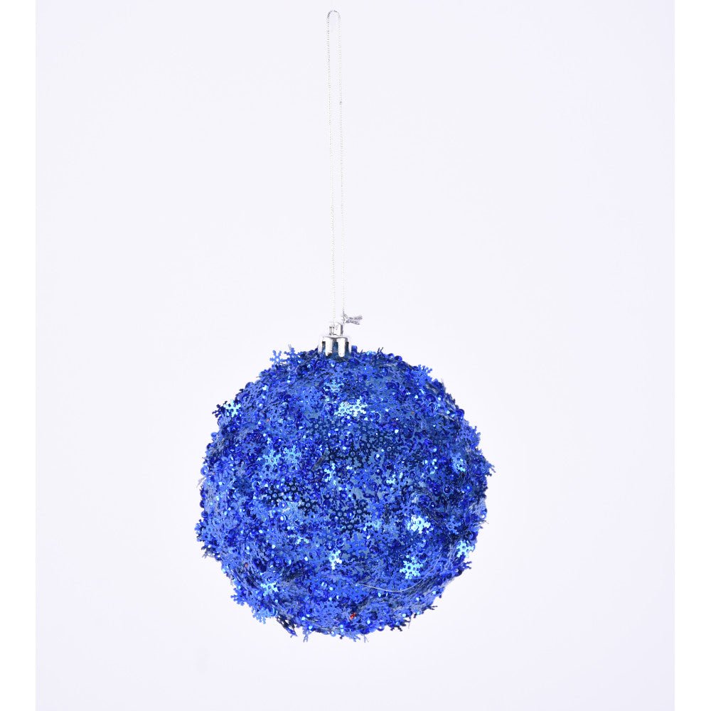 Designers Excellence 4" Snowflake Ball Ornament: Blue - 189010 - White Bayou Wreaths & Supply