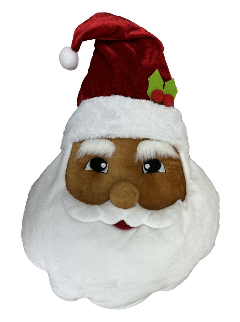 ***EXCLUSIVE*** 17"H x 12"W x 5"D Plush Santa Head: Red, Brown - White Bayou Wreaths & Supply