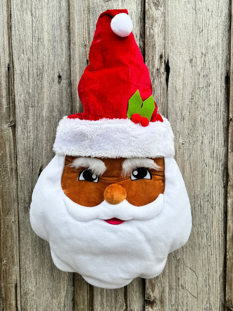 ***EXCLUSIVE*** 17"H x 12"W x 5"D Plush Santa Head: Red, Brown - White Bayou Wreaths & Supply