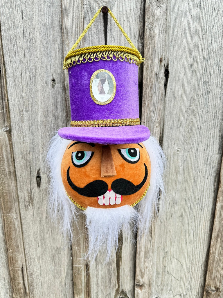 ***EXCLUSIVE*** 17"H x 7" Dia Nutcracker Soldier Head: Purple, Brown - White Bayou Wreaths & Supply