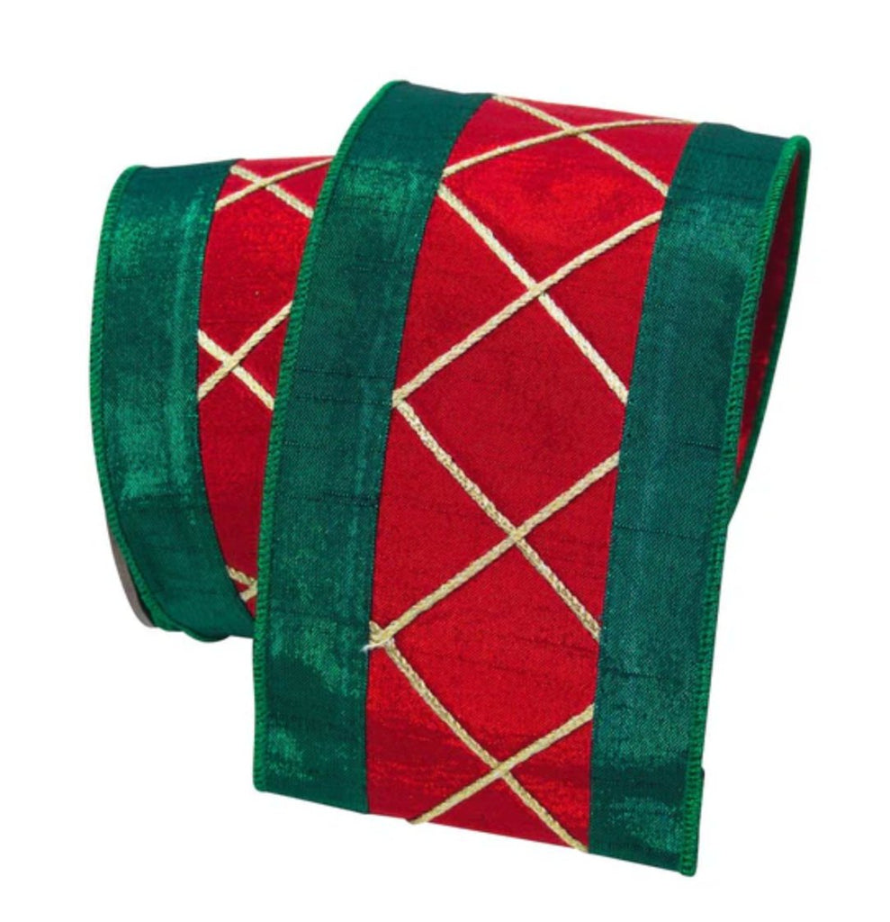 Farrisilk 4" Drummer Boy: Red, Emerald, Gold (10 Yards) RG011 - 48 - White Bayou Wreaths & Supply