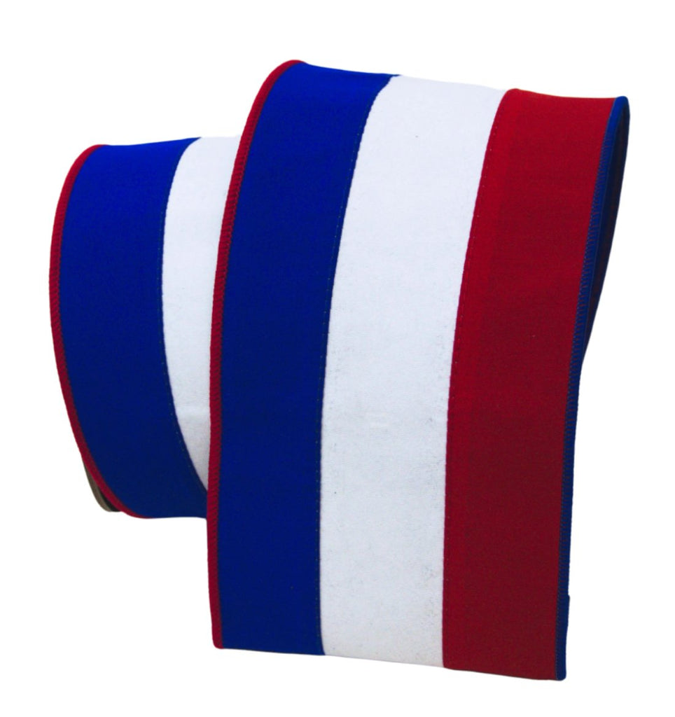 Farrisilk 4" Patriotic Stripes: Red, White, Blue (10 Yards) RG015 - 57 - White Bayou Wreaths & Supply