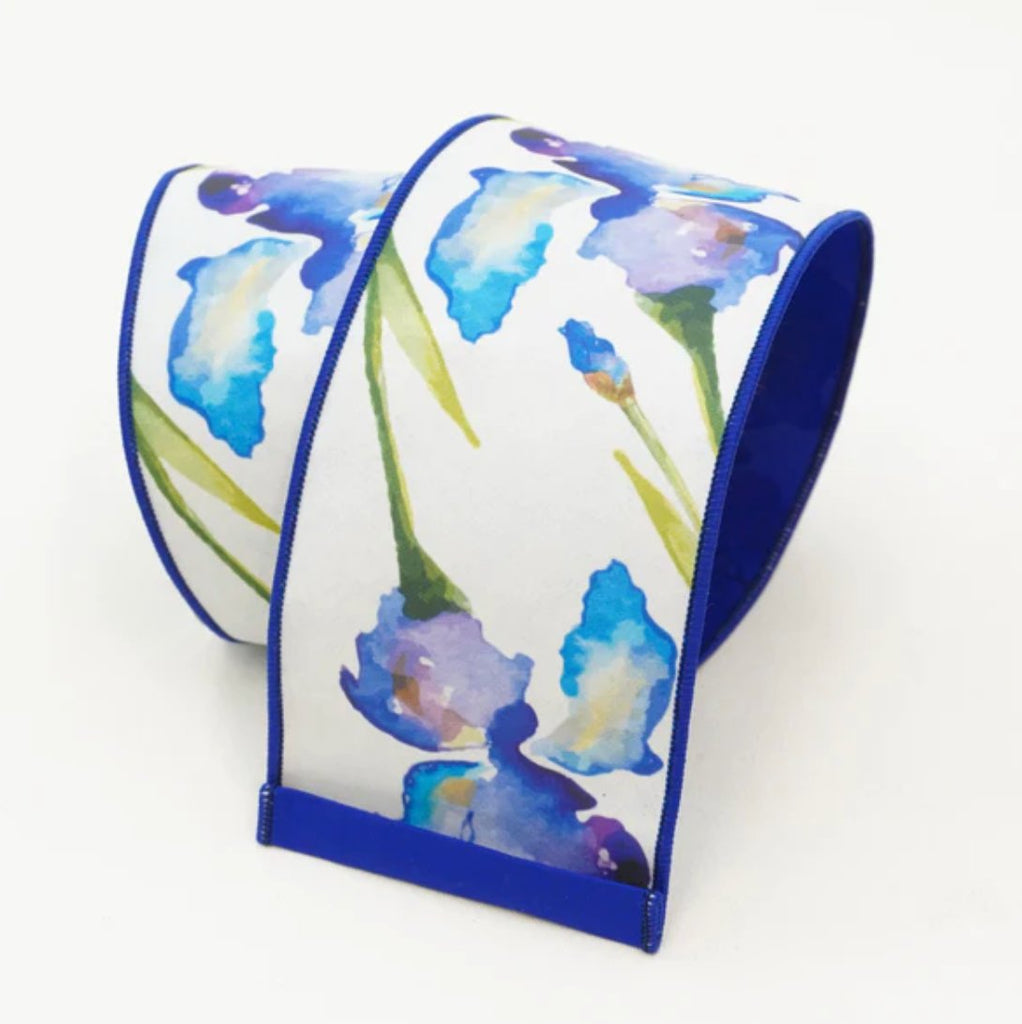 Farrisilk 4" Vibrant Irises: Blue, White - RK027 - 05 - White Bayou Wreaths & Supply