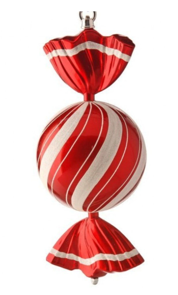 Regency 13" Peppermint Candy Round Twist Ornament: Red, White - MTX67381 - White Bayou Wreaths & Supply