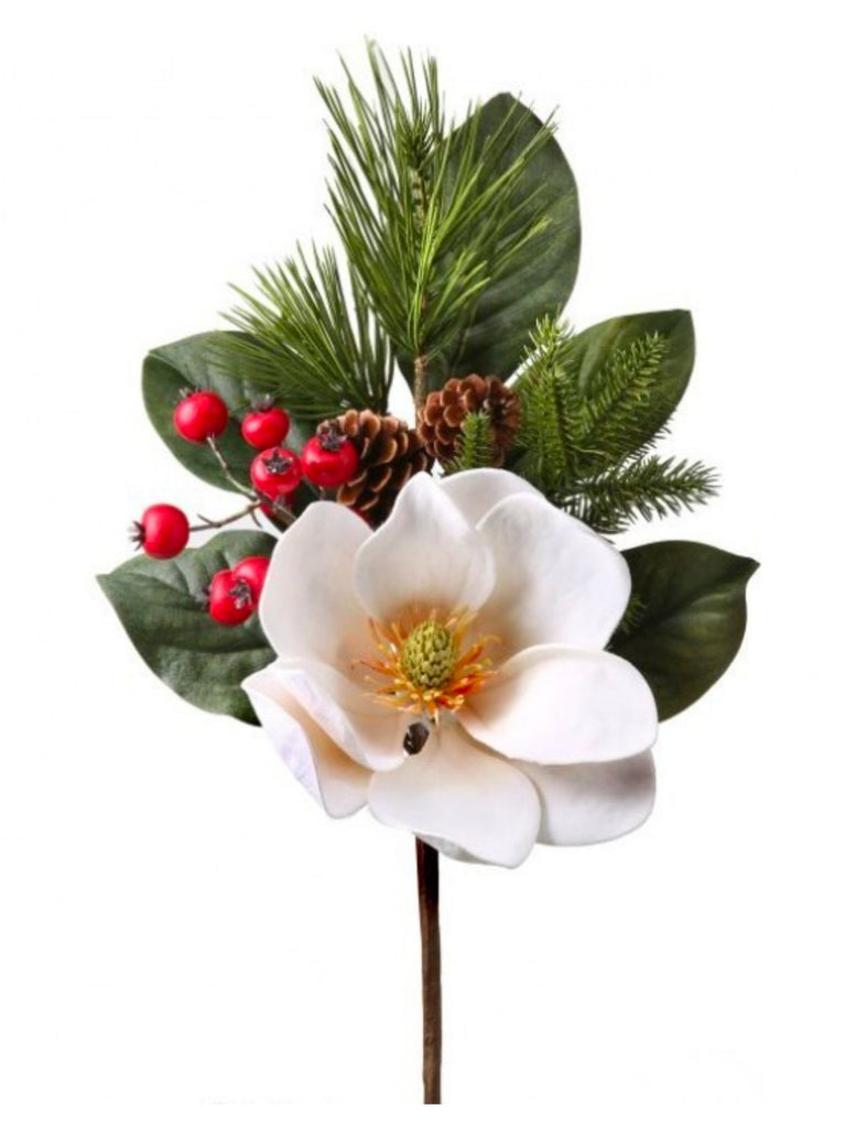 Regency 17" Nature's Own Berry Magnolia Pine Pick - MTX54966 - White Bayou Wreaths & Supply