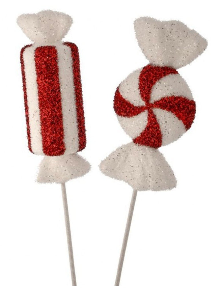 Regency 26" Glitter Sweets Candy Stems (Includes 2 Assorted) Red, White - MTX73808 - White Bayou Wreaths & Supply