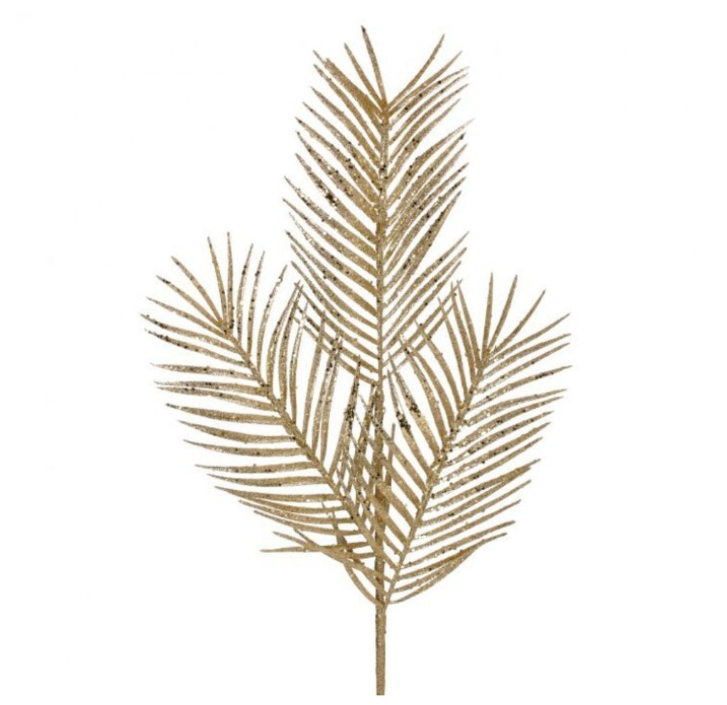 Regency 34" Glitter, Mica Triple Palm Leaf Spray: Gold - MTX70670 - White Bayou Wreaths & Supply