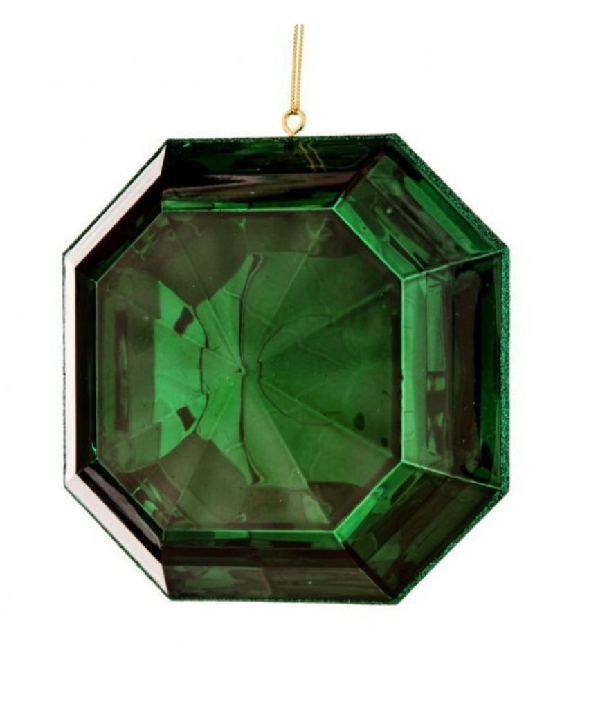 Regency 6" Acrylic Square Precious Gem Ornament: Emerald Green - MTX67415 - White Bayou Wreaths & Supply