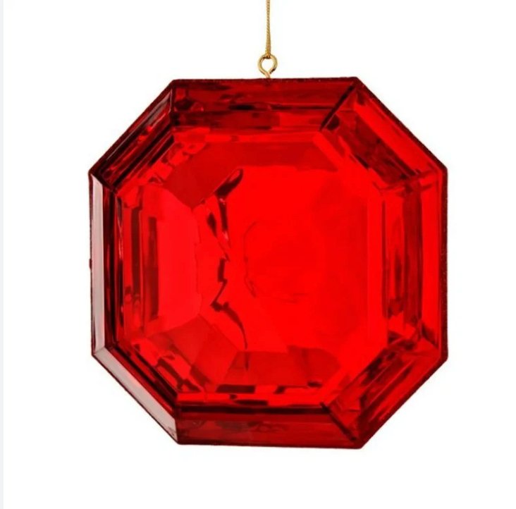 Regency 6" Acrylic Square Precious Gem Ornament: Red - MTX67415 - White Bayou Wreaths & Supply