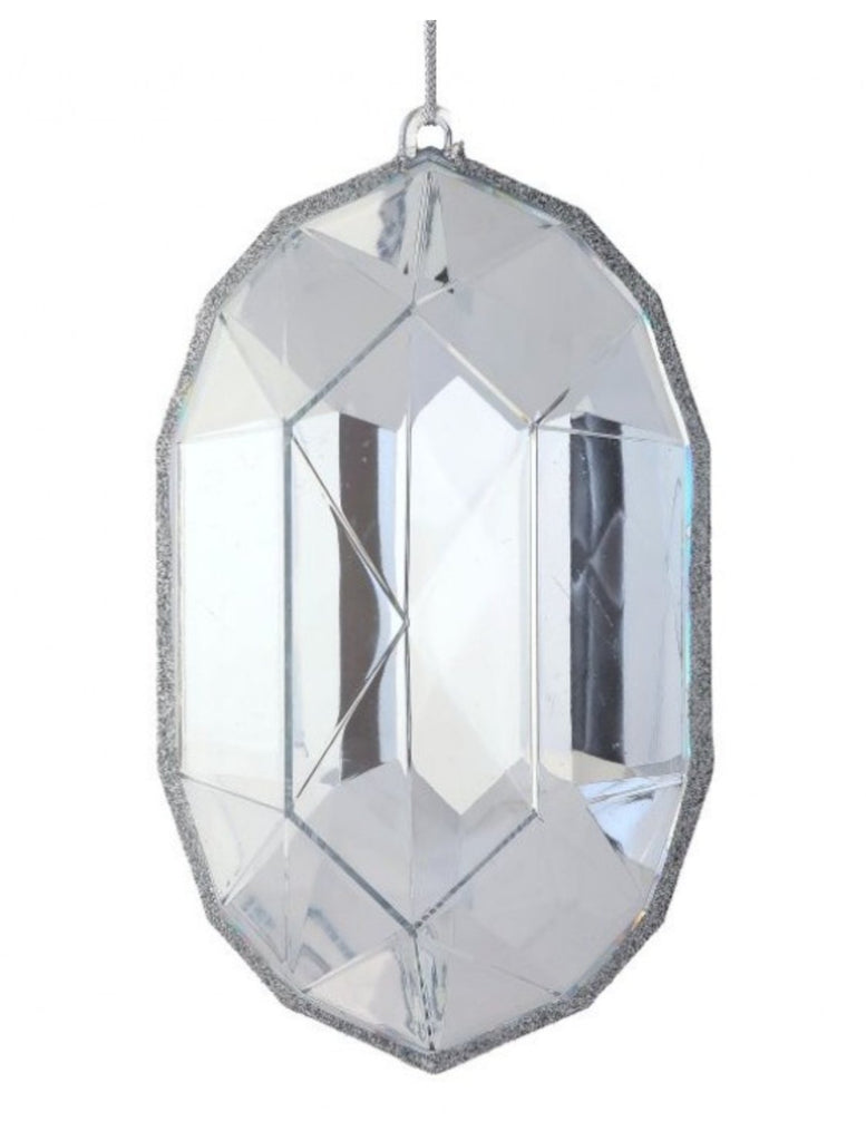 Regency 6.5" Acrylic Oval Precious Gem Ornament: Clear Iridescent - MTX73445 - White Bayou Wreaths & Supply