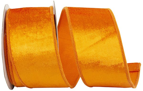 Reliant 2.5" Plush Velvet w/ Deluxe Back: Orange (5 Yards) 94248W - 058 - 40D - White Bayou Wreaths & Supply