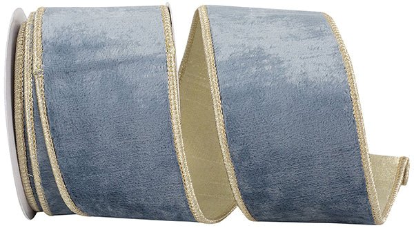 Reliant 2.5" Velvet Plush Texture Sky w/ Deluxe Back: French Blue (5 Yards) 94270W - 354 - 40D - White Bayou Wreaths & Supply