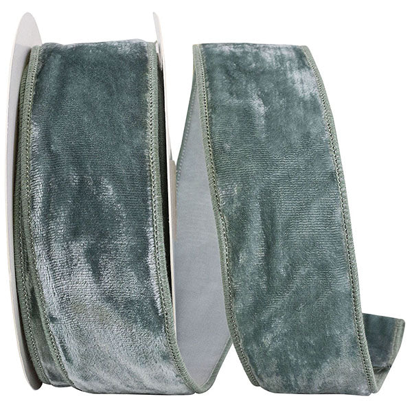 Reliant 2.5" Velvet Plush Tissue Backed Wired Edge: Aqua (10 Yards) - 93912W - 077 - 40F - White Bayou Wreaths & Supply