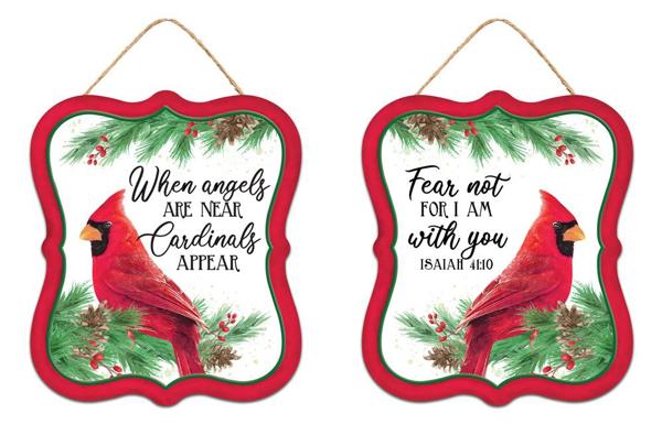 Two 7"H x 6"L Spiritual Cardinal Signs - MD1167 - White Bayou Wreaths & Supply